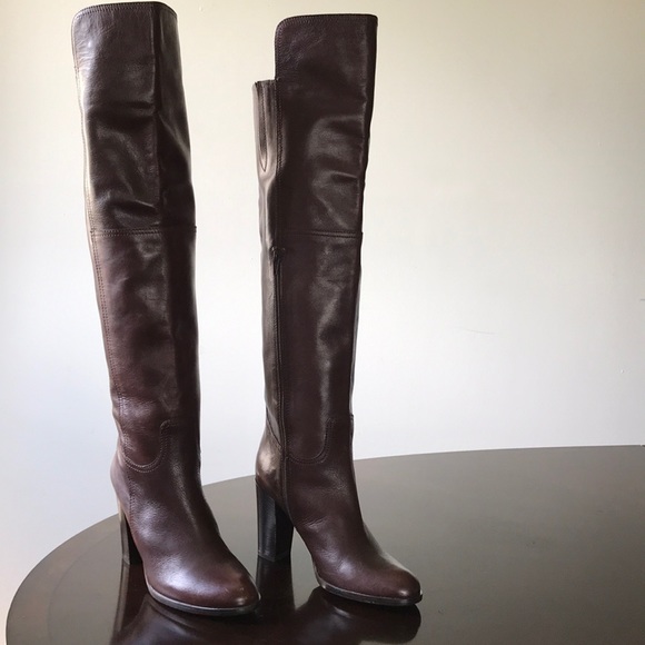 Saks Fifth Avenue Brown Knee hi High Heel Boots - Picture 3 of 8